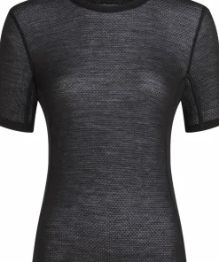 Icebreaker Women's Merino 75 Cool-Lite Featherlight Shortsleeve Crewe Black Discount
