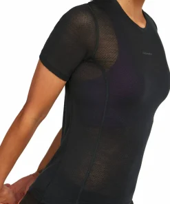 Icebreaker Women's Merino 75 Cool-Lite Featherlight Shortsleeve Crewe Black Discount