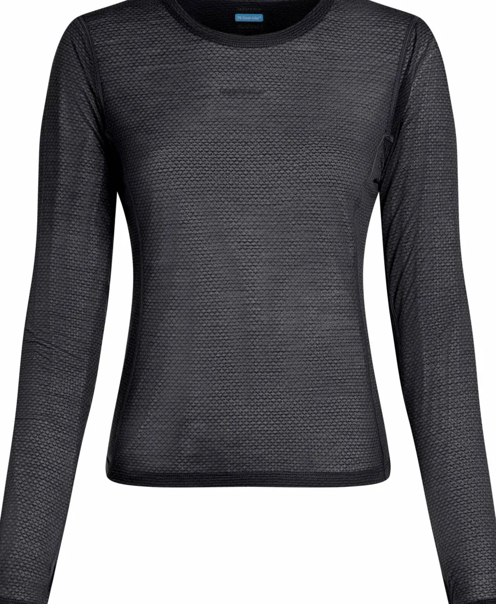 Icebreaker Women's Merino 75 Cool-Lite Featherlight Longleeve Crewe Black