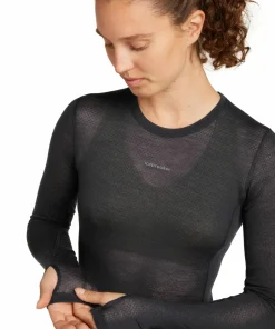 Icebreaker Women's Merino 75 Cool-Lite Featherlight Longleeve Crewe Black