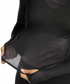 Icebreaker Women's Merino 75 Cool-Lite Featherlight Longleeve Crewe Black