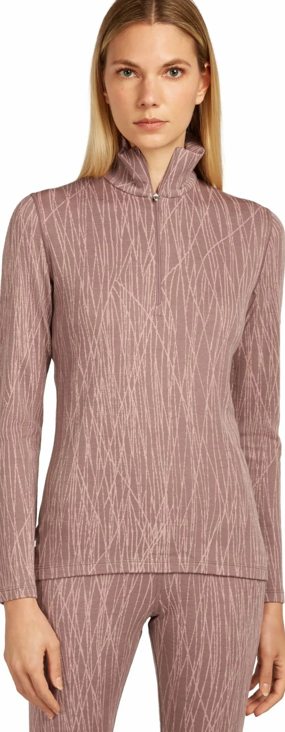 Discount Women's Merino 260 Tech Vertex Long Sleeve Half Zip Delta Lines AOP Underställ Dam