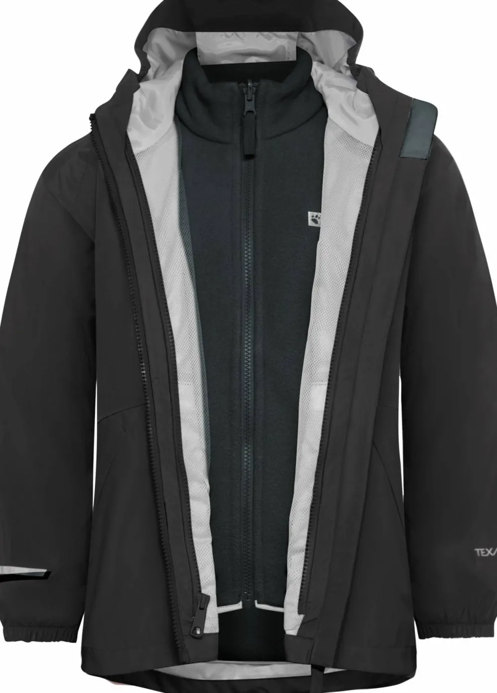 Jack Wolfskin Kids' Iceland 3-in-1 Jacket Black New