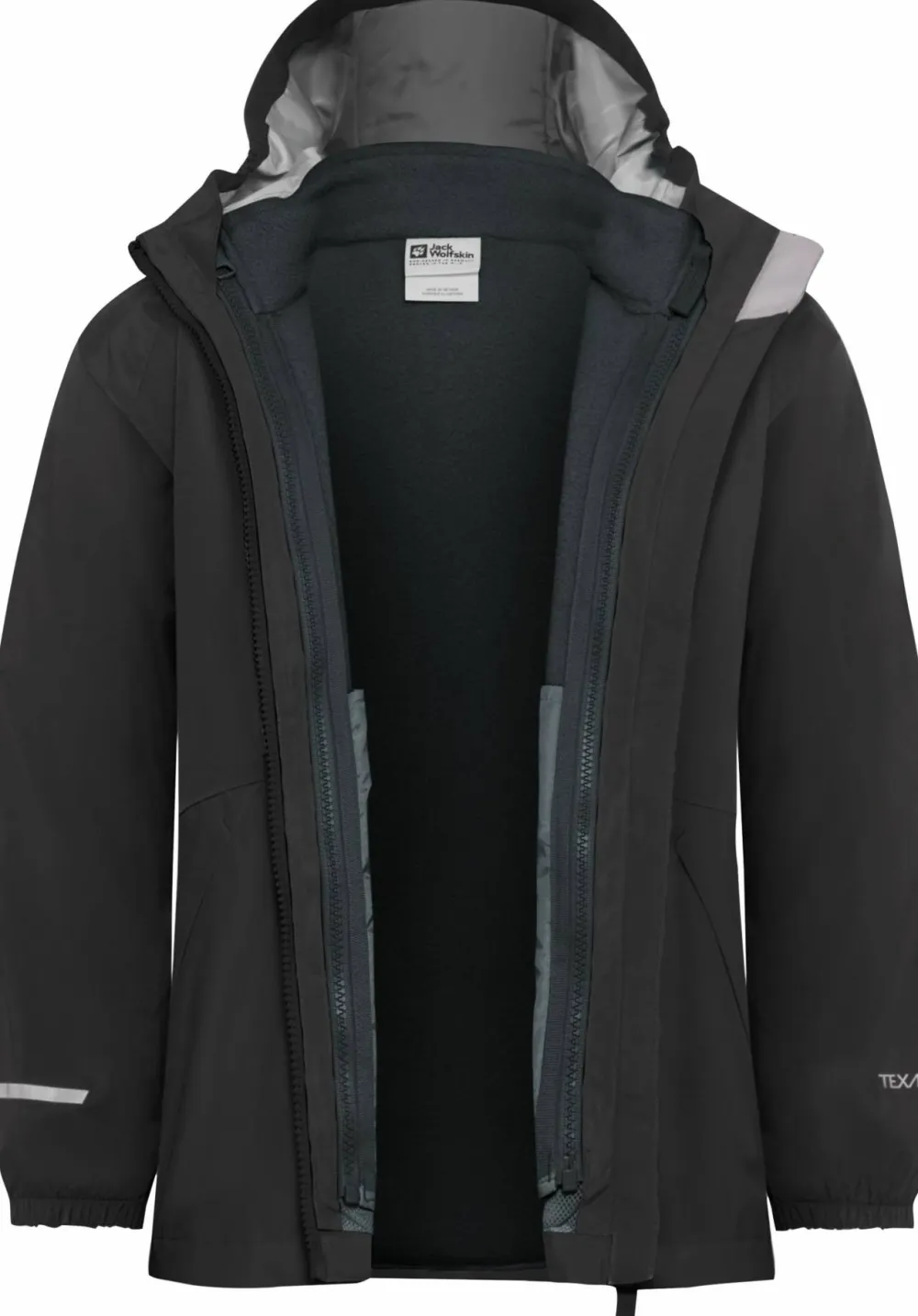 Jack Wolfskin Kids' Iceland 3-in-1 Jacket Black New