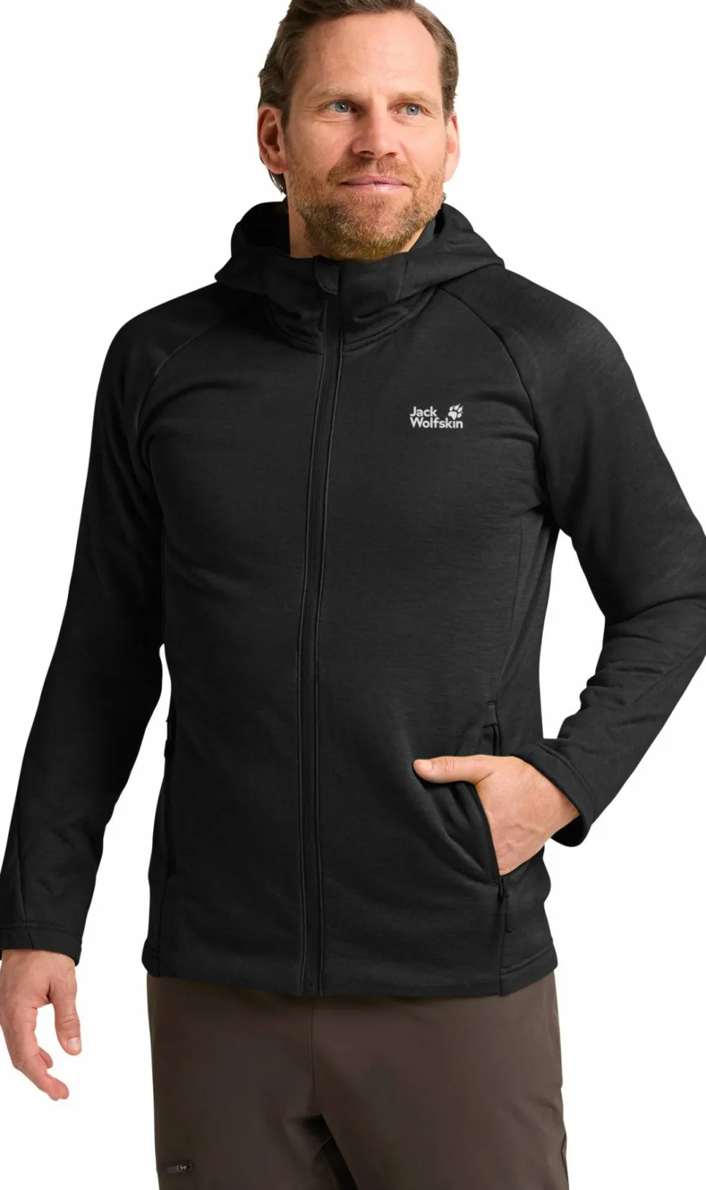 Jack Wolfskin Men's Peak District Hooded Full Zip Black Outlet