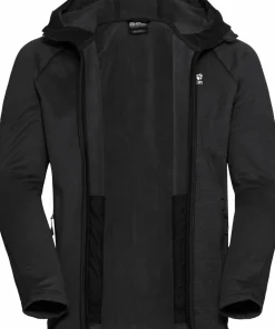 Jack Wolfskin Men's Peak District Hooded Full Zip Black Outlet