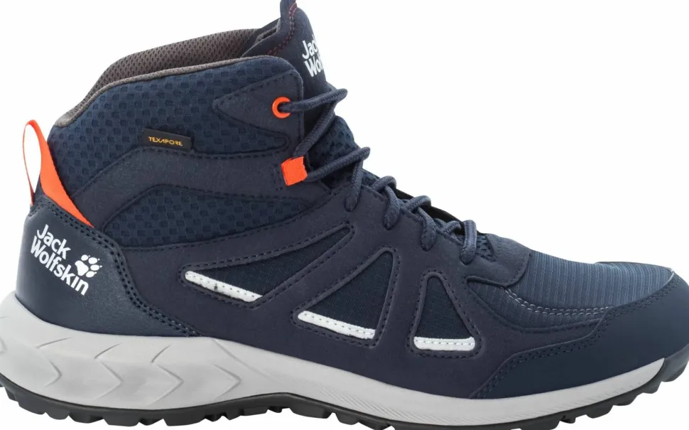 Jack Wolfskin Men's Woodland 2 Texapore Mid Dark Blue / Red