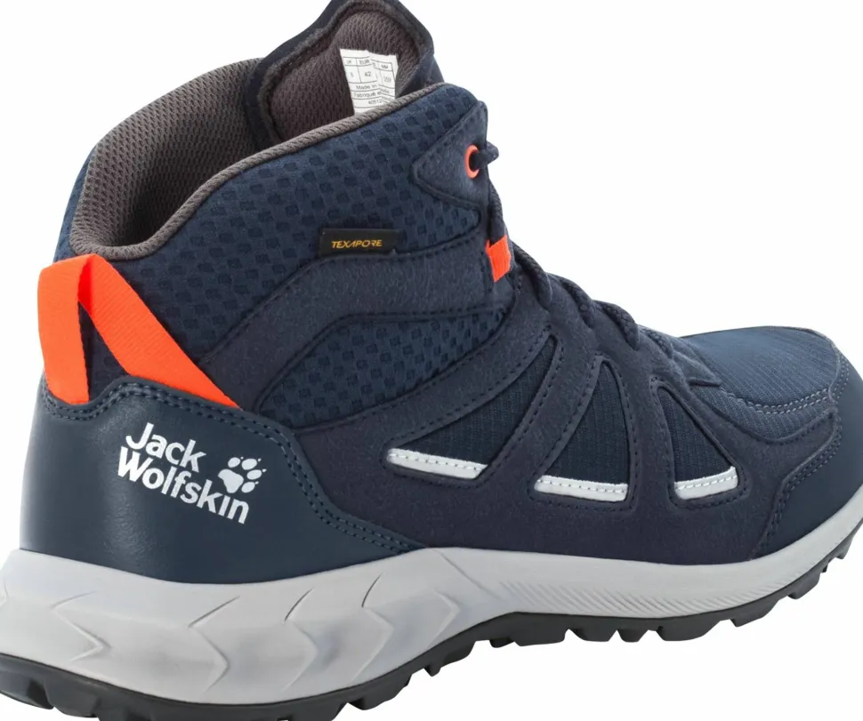 Jack Wolfskin Men's Woodland 2 Texapore Mid Dark Blue / Red