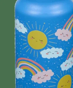 Klean Kanteen Kids' Classic Insulated Water Bottle with Flip Seal Sport Cap and Straw Rainbows Blue