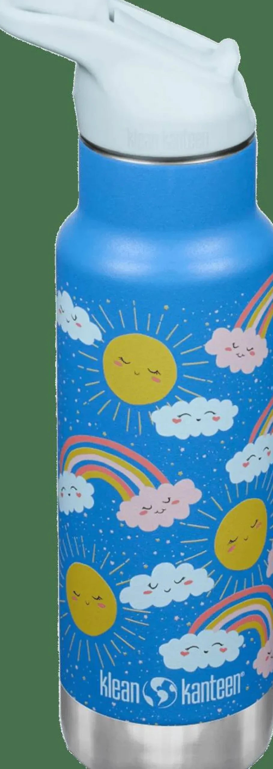 Klean Kanteen Kids' Classic Insulated Water Bottle with Flip Seal Sport Cap and Straw Rainbows Blue