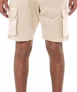 Knowledge Cotton Apparel Men's Cargo Stretched Twill Shorts Light Feather Gray New