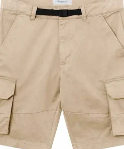Knowledge Cotton Apparel Men's Cargo Stretched Twill Shorts Light Feather Gray New