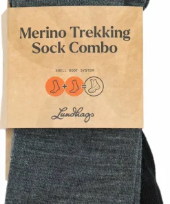 Lundhags Merino Trekking Sock Combo Mid Light Grey Melange/Black Hot