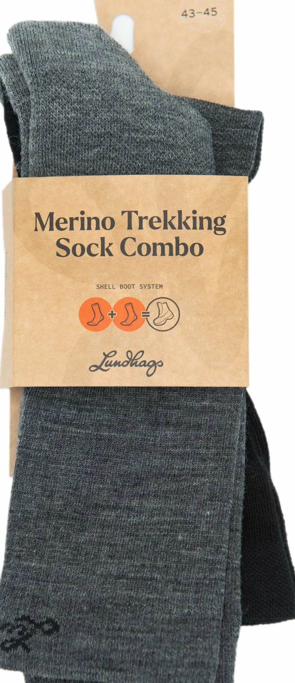 Lundhags Merino Trekking Sock Combo Mid Light Grey Melange/Black Hot