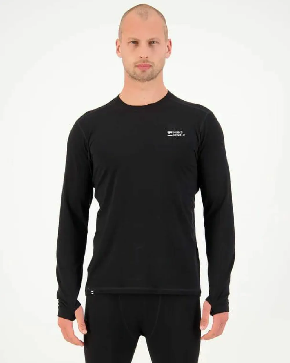 Mons Royale Men's Cascade Merino Base Layer Long Sleeve Black Discount