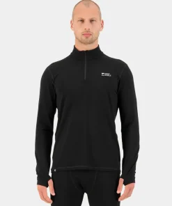 Mons Royale Men's Cascade Merino Base Layer 1/4 Zip Long Sleeve Black