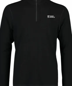 Mons Royale Men's Cascade Merino Base Layer 1/4 Zip Long Sleeve Black Discount