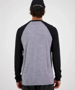 Mons Royale Men's Icon Merino Raglan Long Sleeve Grey Heather/Black