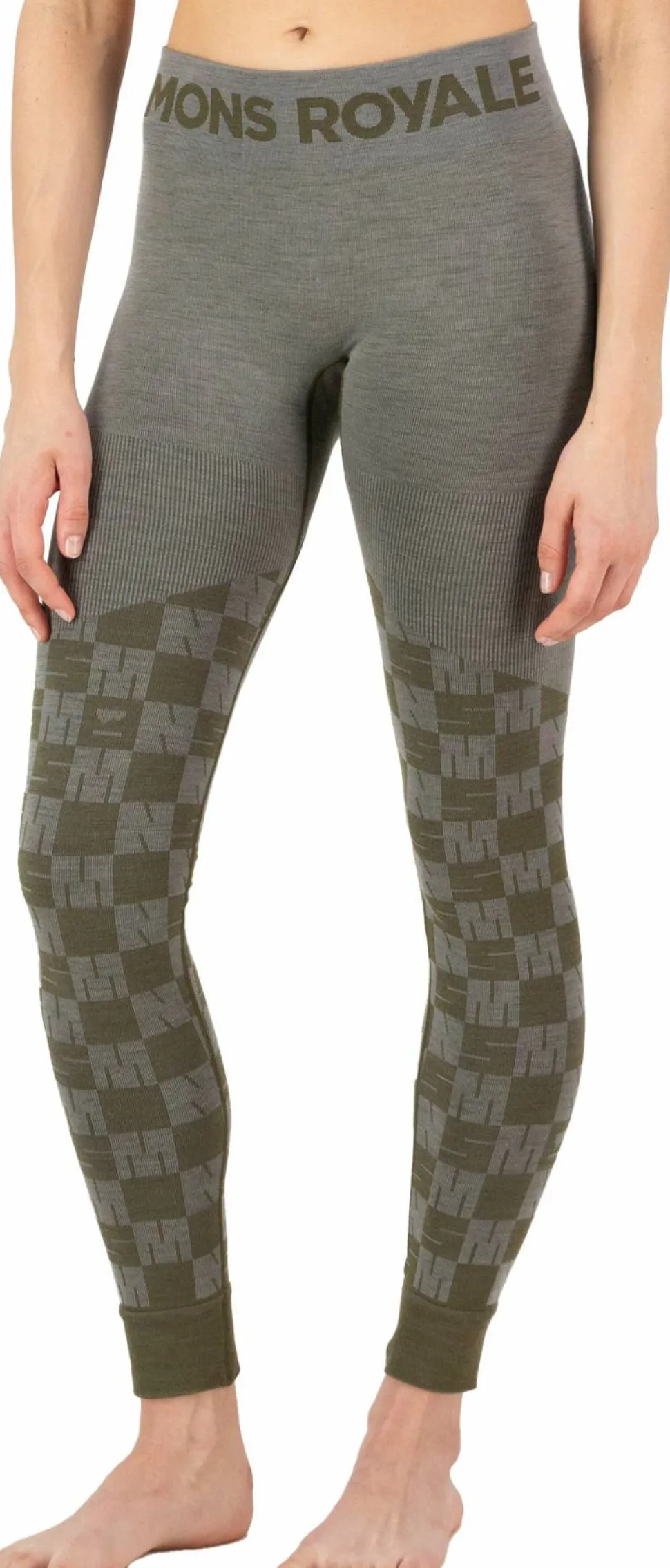 Mons Royale Women's Ascender Merino Seamless Legging Dried Sage/Dark Olive
