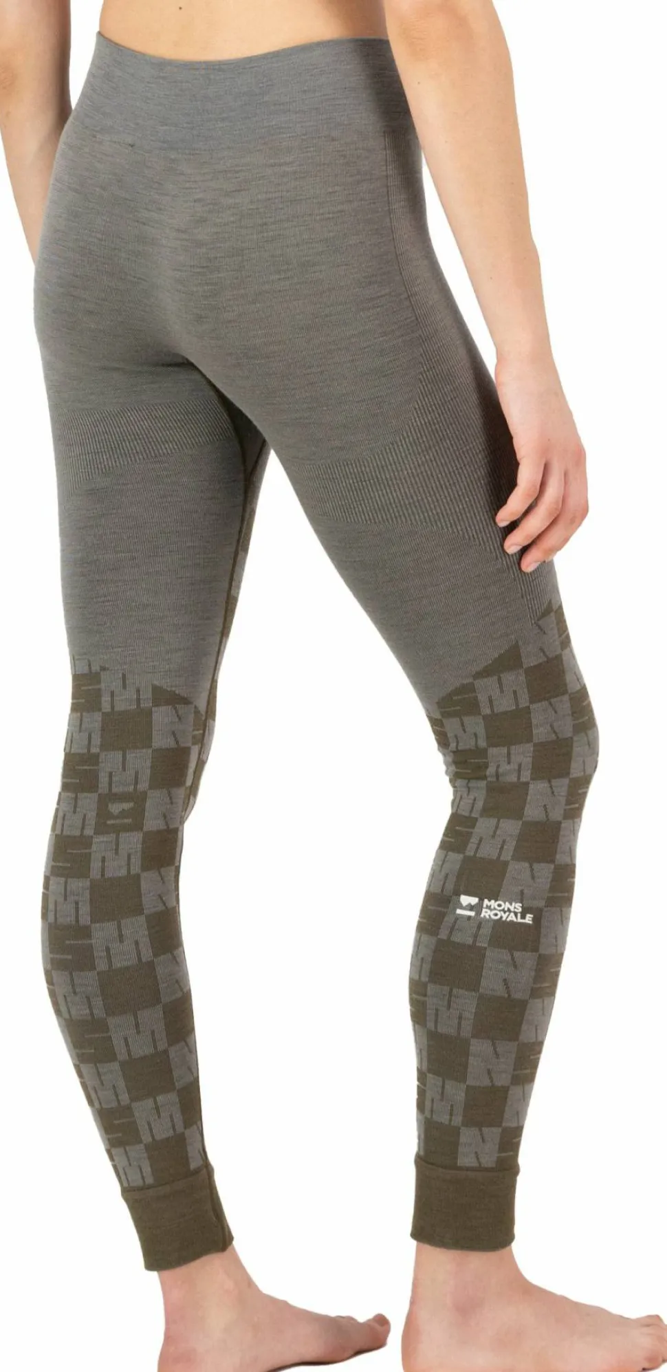 Mons Royale Women's Ascender Merino Seamless Legging Dried Sage/Dark Olive
