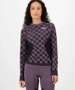 Mons Royale Women's Ascender Merino Seamless Long Sleeve Mauve/Black