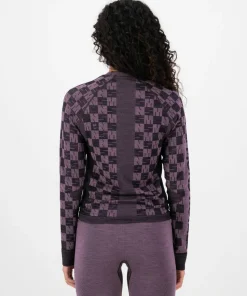 Mons Royale Women's Ascender Merino Seamless Long Sleeve Mauve/Black