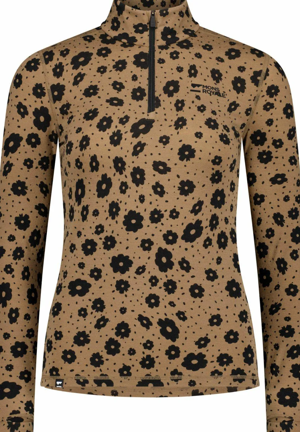 Mons Royale Women's Cascade Merino Base Layer 1/4 Zip Long Sleeve Aoraki Lily Toffee