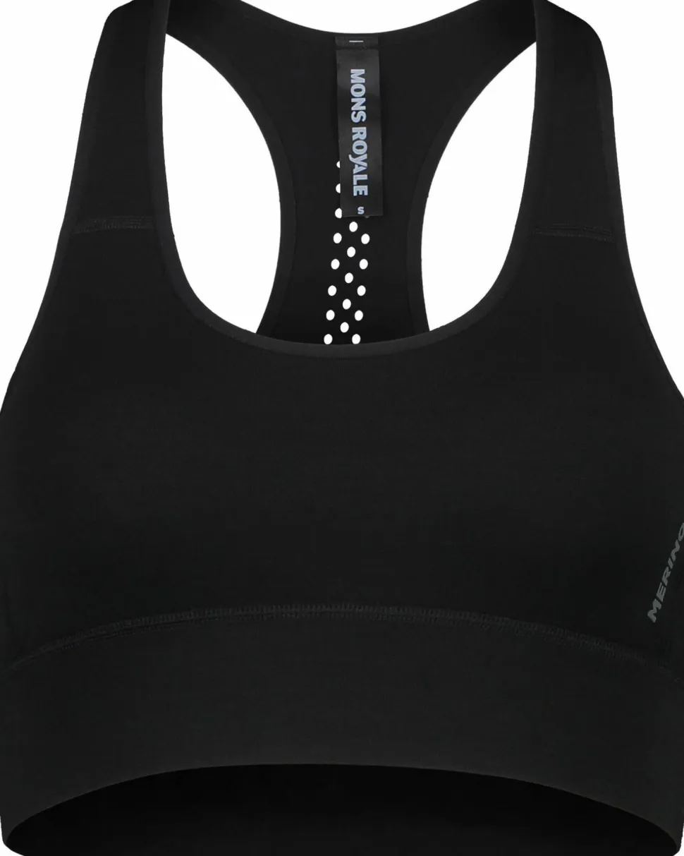 Mons Royale Women's Stratos Merino Shirt Sports Bra Black