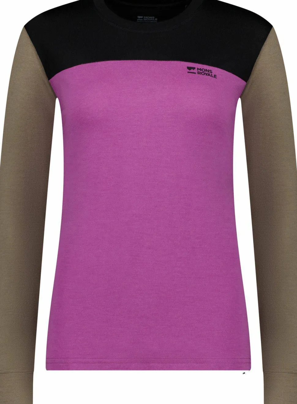 Mons Royale Women's Yotei Merino Long Sleeve Purple Bolt/Walnut/Black