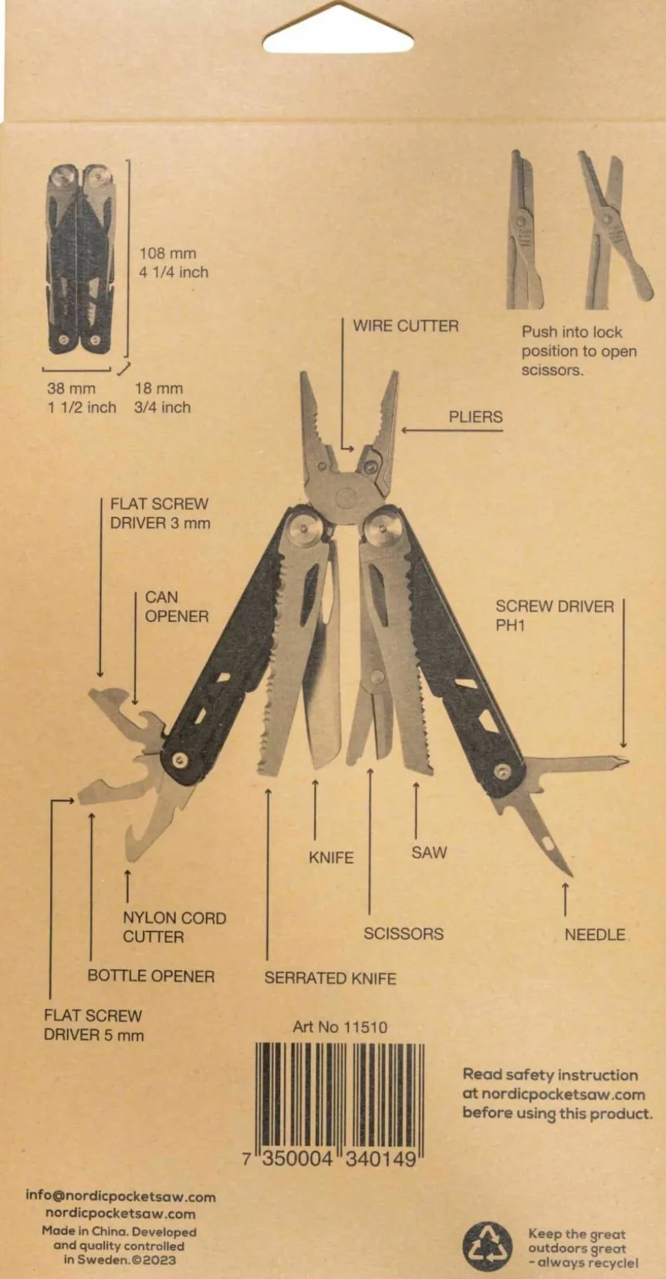 Nordic Pocket Saw Multitool 13 Black