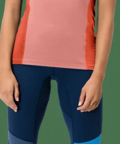 Norrøna Women's Falketind Equaliser Merino T-Shirt Peach Amber/Orange Alert Clearance