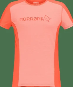 Norrøna Women's Falketind Equaliser Merino T-Shirt Peach Amber/Orange Alert Clearance
