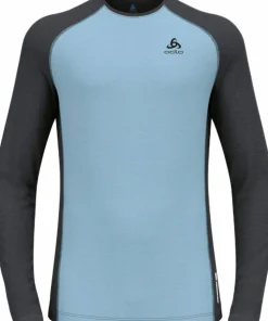 Odlo Men's Performance Wool 150 Base Layer Provincial Blue - Dark Grey Melange Sale