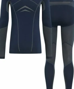Odlo Men's Set Long Fundamentals Performance Warm Dark Sapphire - Silver Cloud Outlet