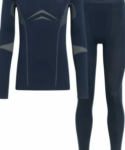 Odlo Men's Set Long Fundamentals Performance Warm Dark Sapphire - Silver Cloud Outlet