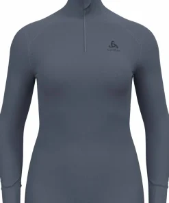 Odlo Women's Active Warm Eco Half-Zip Turtleneck Base Layer Top Folkstone Gray