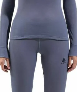 Odlo Women's Active Warm Eco Half-Zip Turtleneck Base Layer Top Folkstone Gray