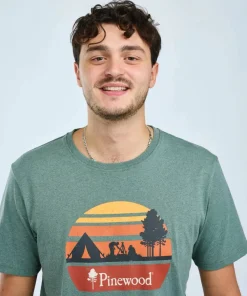 Pinewood Men's Finnveden Recycled Outdoor T-Shirt Aquagr. Melange Campsite