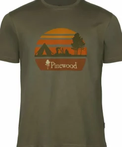 Pinewood Men's Finnveden Recycled Outdoor T-Shirt Olive Melange Campsite