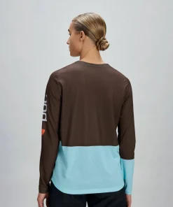 POC Women's Motion Air Long Sleeve MTB Jersey Bronzite Brown/Lazurite Blue