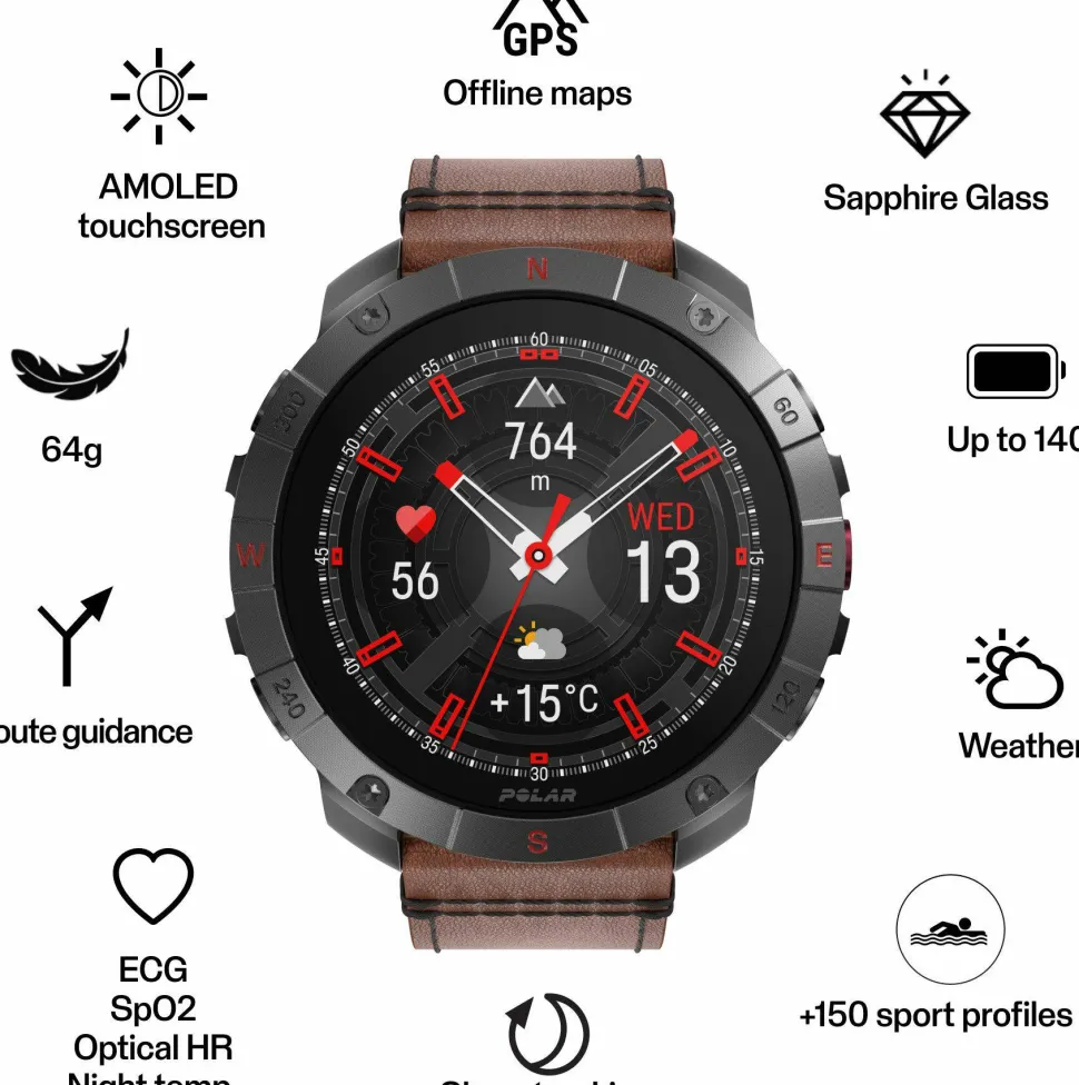 Polar Polar Grit X2 Pro Ti Lthr Brnz M/L Bronze