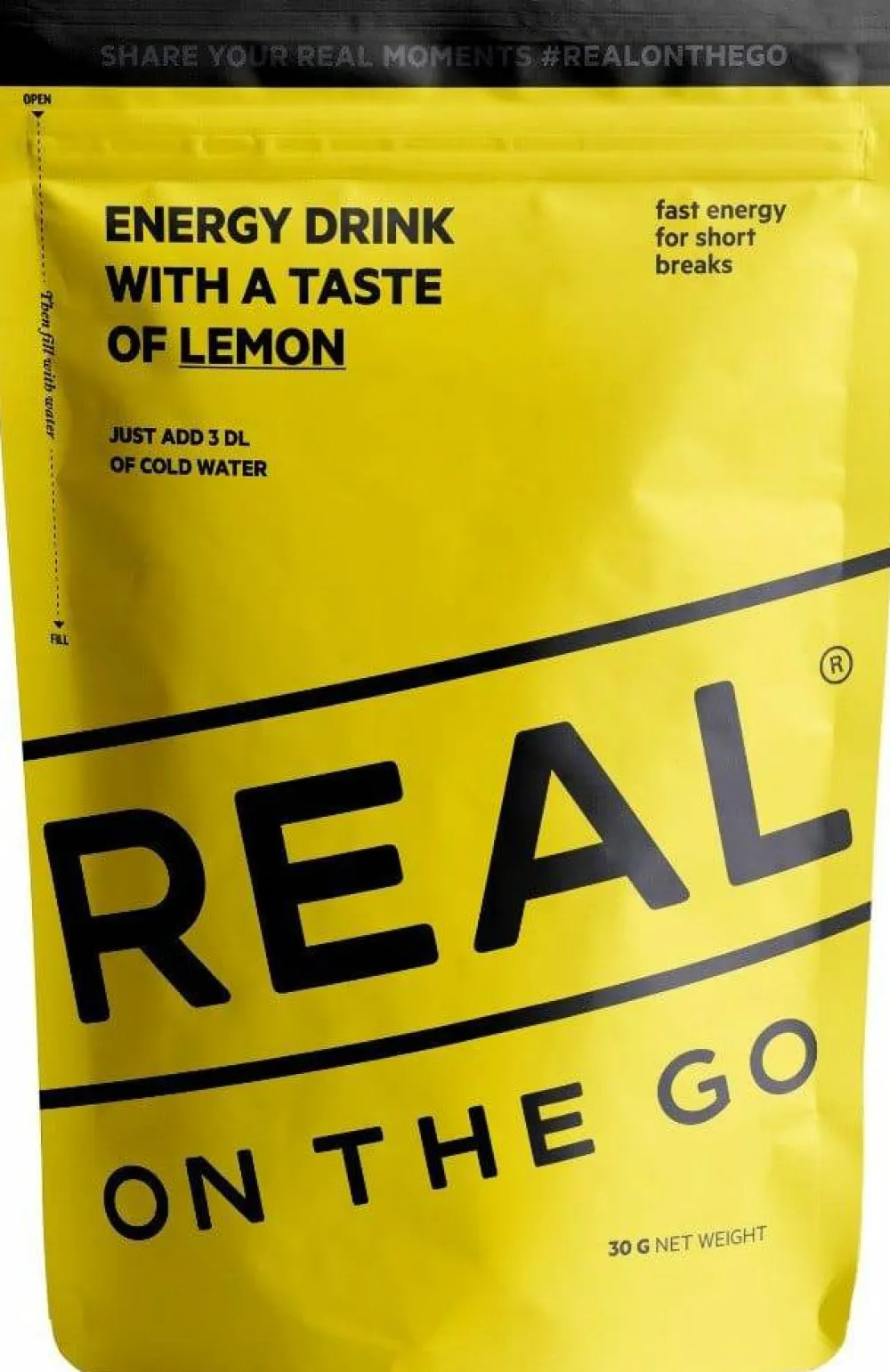 Real Turmat Energi Drink On The Go Lemon Grønn Hot