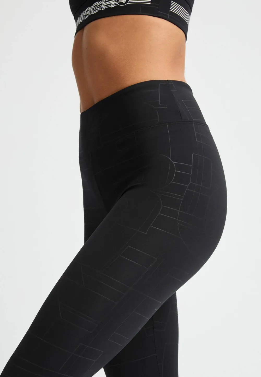 Röhnisch Women's Logo Effect High Waist Tights Black Logo Emboss Online