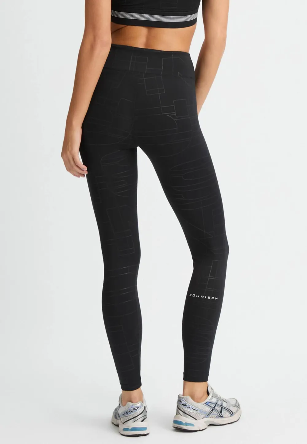Röhnisch Women's Logo Effect High Waist Tights Black Logo Emboss Online