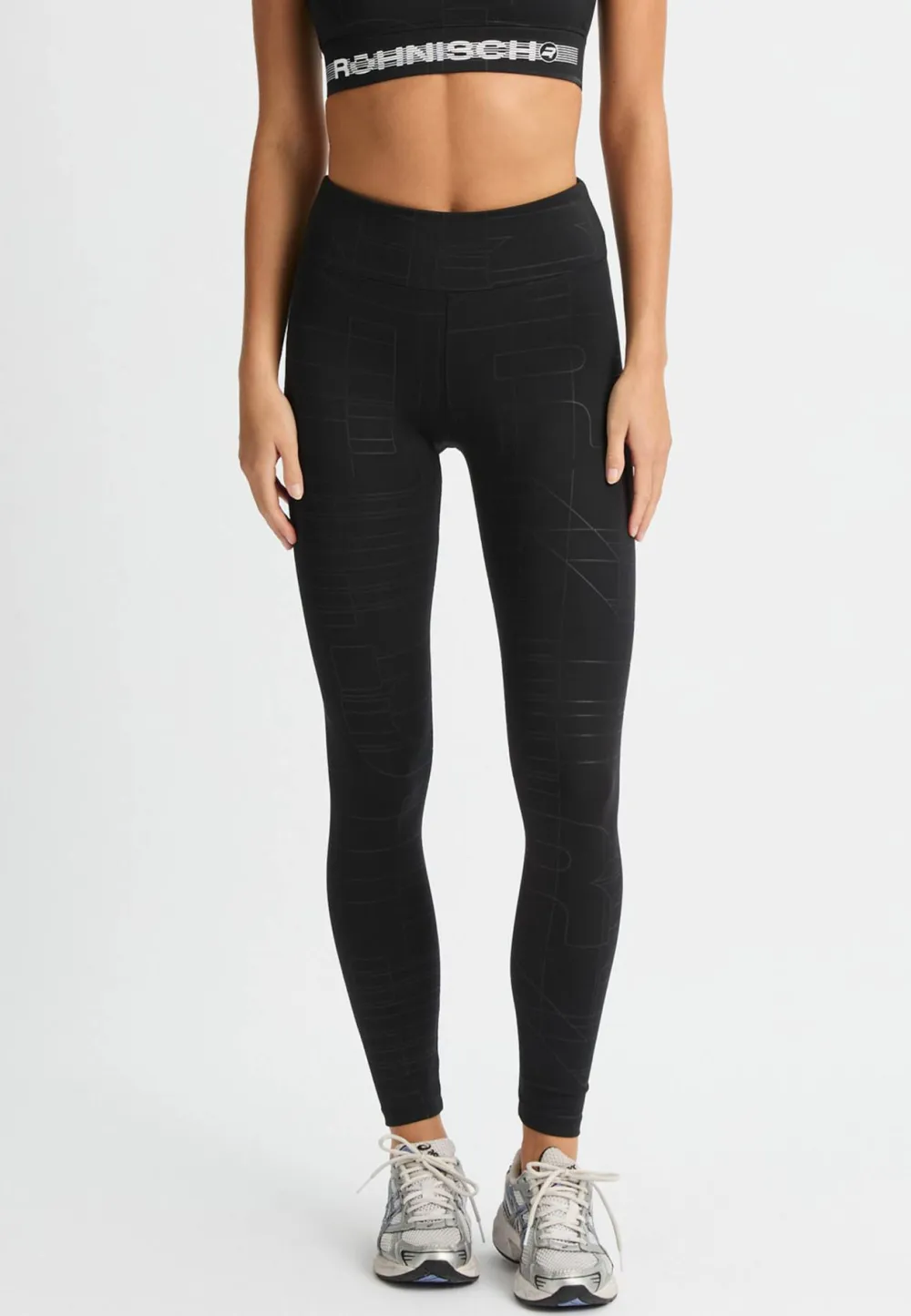 Röhnisch Women's Logo Effect High Waist Tights Black Logo Emboss Online