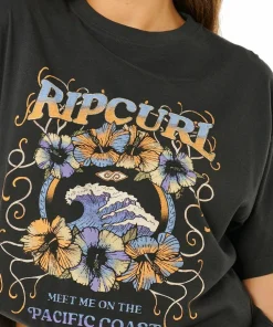 Rip Curl Women's Pacific Coast Heritage Tee Washed Black Outlet