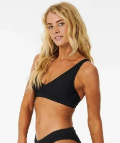 Rip Curl Women's Premium Surf D Cup Deep V Bikini Top Black