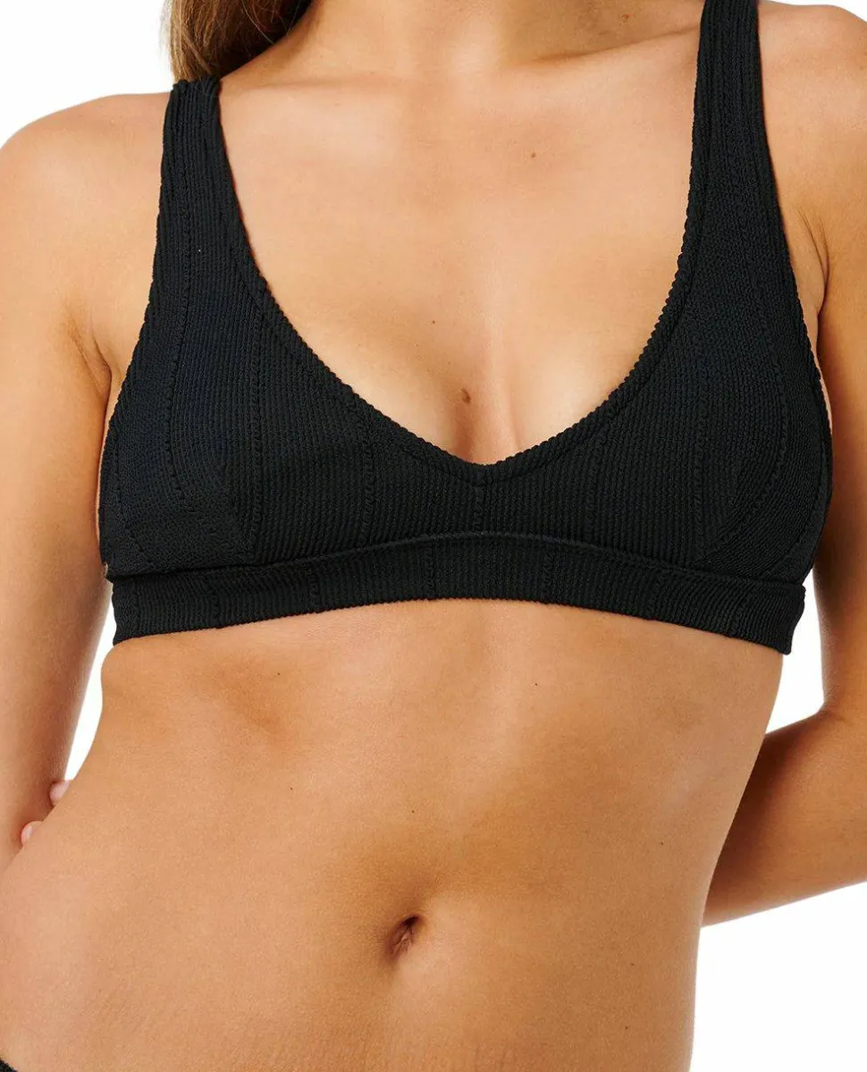 Rip Curl Women's Vibe Surf Multi Fit V Neck Bikini Top Black