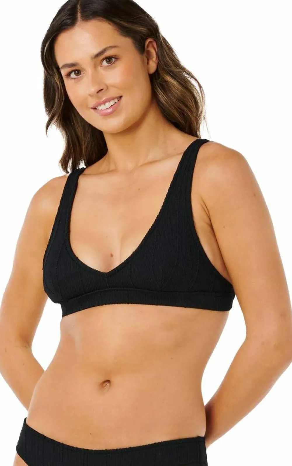 Rip Curl Women's Vibe Surf Multi Fit V Neck Bikini Top Black