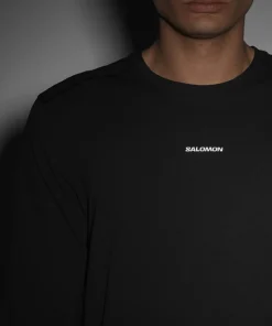 Salomon Men's Trackline Long Sleeve Tee Deep Black Outlet